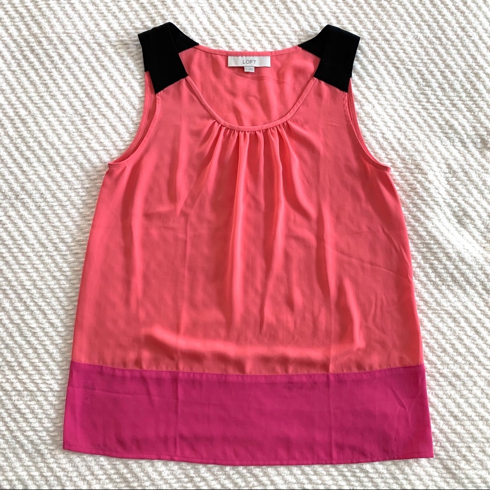 LOFT S Peach/Pink/Black sleeveless top